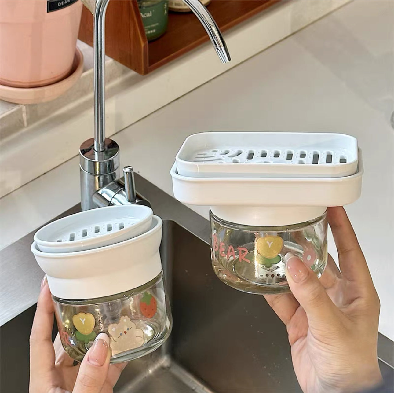 2-in-1 Glass Dish Soap Dispenser